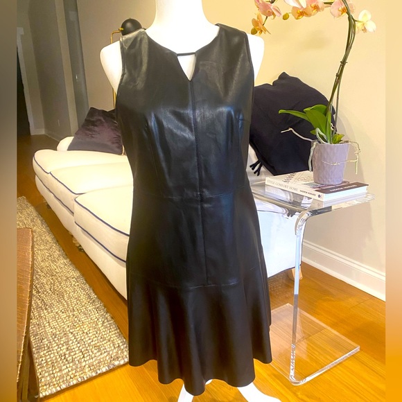 NWT She + Sky Faux Leather Paneled Sleeveless Party Dress Size L - Picture 1 of 11